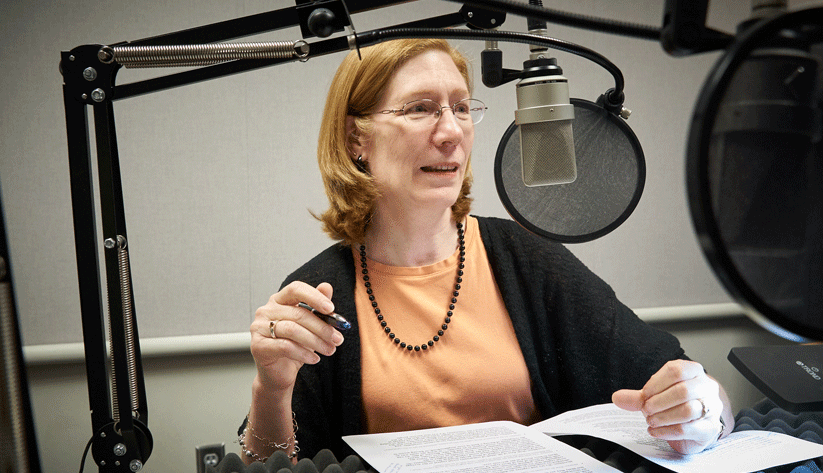 Julie Hotchkiss, Research Economist and Senior Adviser in the research department at the Atlanta Fed, at the recording of a podcast episode.