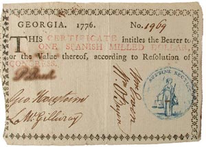 Georgia paper money certificate