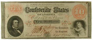 $10 Confederate note, 1861