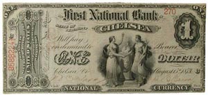 $1 First National Bank of Chelsea, Vermont, note