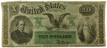 1864 interest-bearing $10 Treasury note