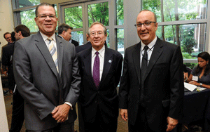 Fulton County Chairman John Eaves, World Affairs Council Executive Vice President Cedric Suzman, and Stephen Kay at a Brazilian American Chamber of Commerce panel on Brazil's Economy.