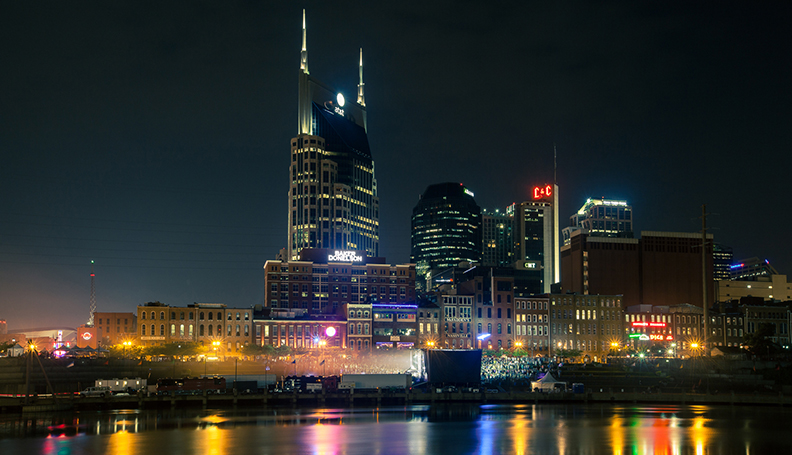 Nashville city center at night