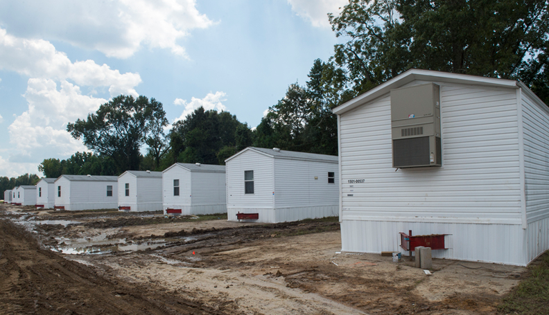 Installation of 22 FEMA Manufactured Housing Units at Leo Park in Baton Rouge for the Individual Assistance Program in response to the 2016 severe flooding in Louisiana. (Photo by J.T. Blatty/FEMA)