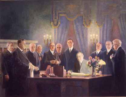 Signing of the Federal Reserve Act; Courtesy of Woodrow Wilson Presidential Library; Painting by Wilbur G. Kurtz