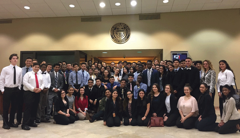 High-school sophomores enrolled in an Academy of Finance career program visited the Atlanta Fed's Miami Branch on Career Day to learn about jobs.