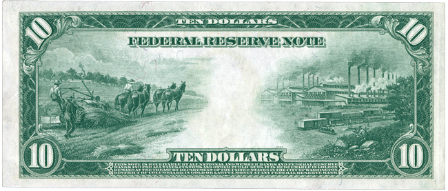 Federal Reserve Note back