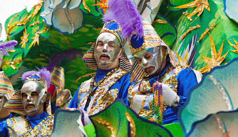 Participants in 2016's Mardi Gras parade. The annual festival is the city's biggest