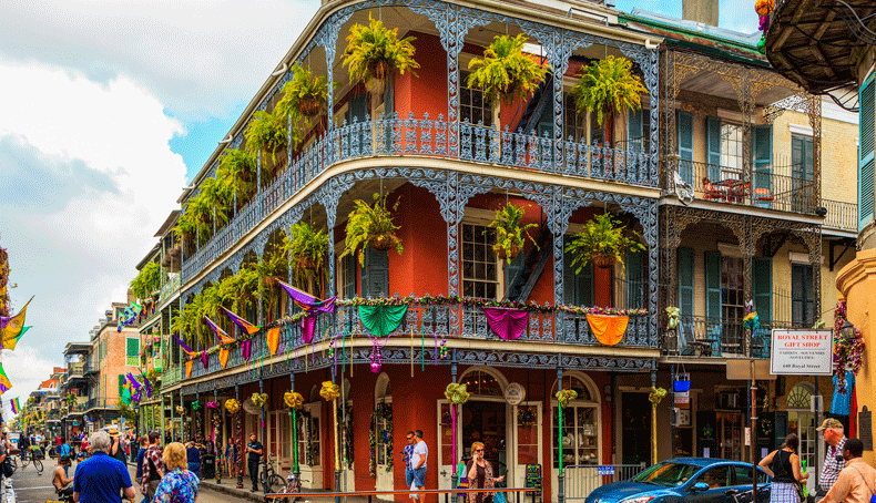 A street scene in downtown's French Quarter