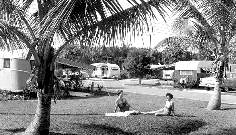 Sunbathers at the Hollywood Beach Trailer Park, Hollywood, Florida, in 1953. Photo courtesy of the State Archives of Florida's Florida Memory Project