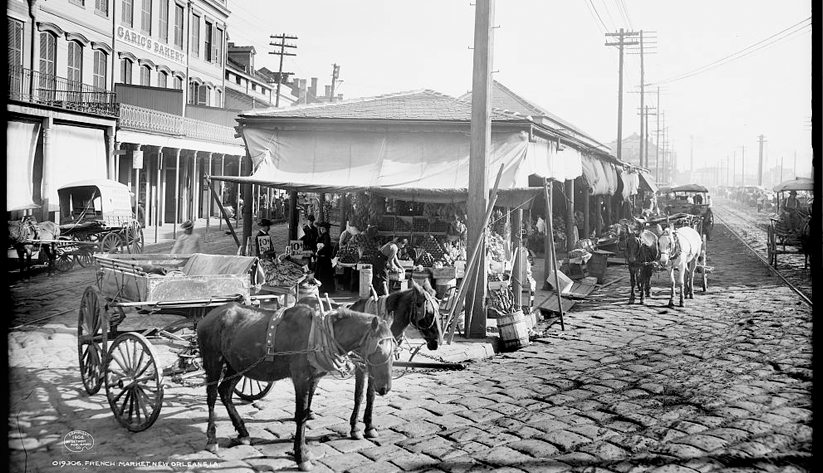 Shops in the French Market of New Orleans, ca. 1906. Photo courtesy of the Library of Congress photographic archives