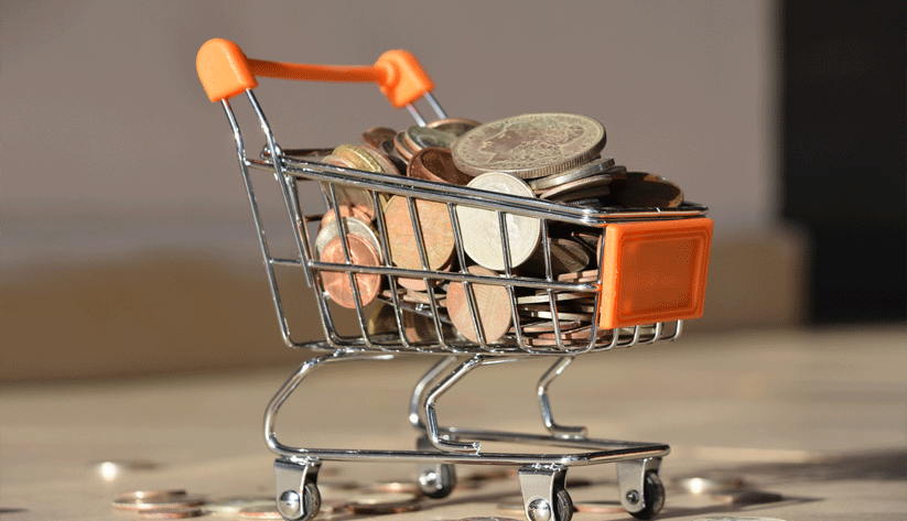 Coins in Shopping Cart
