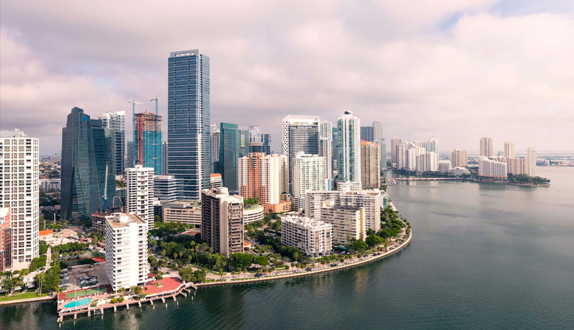aerial view of the Miami skyline at midday