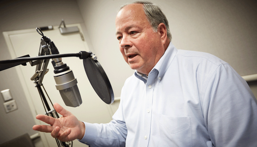 David Lott, a Payments Risk Expert in the Retail Payments Risk Forum at the Atlanta Fed, during the recording of a podcast episode.