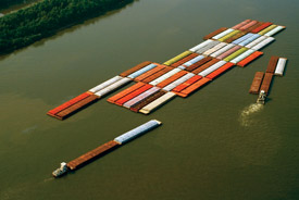 cargo barges on the Mississippi
